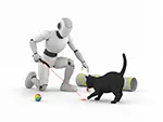 【無料イラスト】猫とレーザーポインターで遊ぶロボット | フリー素材