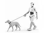 【無料イラスト】犬の散歩をするペットシッターロボット | フリー素材