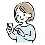 【無料イラスト】スマホを操作する女性（笑顔） | 商用利用OK・フリー素材