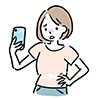 スマートフォンを見て困った表情の女性の無料イラスト
