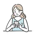 【無料イラスト】スマホを見て微笑む女性（リラックス） | 商用利用OK・フリー素材