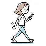 【無料イラスト】歩きながらスマホを見る女性（横向き） | 商用利用OK・フリー素材