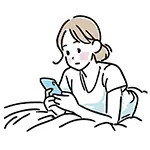 【無料イラスト】ベッドで寝ながらスマホを見る女性 | 商用利用OK・フリー素材