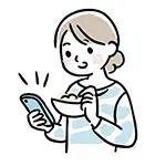 【無料イラスト】食事中にスマホを見る女性（ながらスマホ） | 商用利用OK・フリー素材