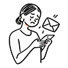 スマートフォンに届いたメール（通知）を見て泣いている女性の無料イラスト