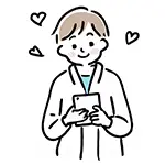 【無料イラスト】スマホを見て喜ぶ男性（白衣・ハート） | 商用利用OK・フリー素材