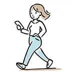 【無料イラスト】歩きスマホをする女性（全身・横向き） | 商用利用OK・フリー素材