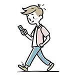 【無料イラスト】歩きスマホをする男性（笑顔） | 商用利用OK・フリー素材