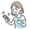 スマートフォンを見て拳を握り怒る女性の無料イラスト