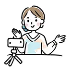 【無料イラスト】スマホで動画撮影・配信をする女性 | 商用利用OK・フリー素材