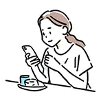【無料イラスト】カフェでスマホを見る女性（休憩） | 商用利用OK・フリー素材