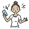スマートフォンのトラブルでお手上げ状態の女性の無料イラスト