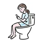 【無料イラスト】トイレでスマホを操作する女性 | 商用利用OK・フリー素材