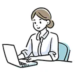 パソコンを操作する女性の無料イラスト | オフィスワーク・フリー素材