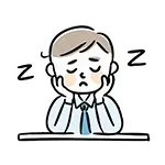 デスクで居眠りする男性の無料イラスト | 疲れ・フリー素材