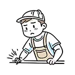 床を磨く作業員の無料イラスト | 清掃・点検フリー素材