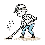 スコップで作業する男性の無料イラスト | 現場作業・フリー素材