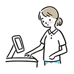 レジ操作で困る女性店員の無料イラスト | アルバイト・フリー素材