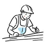 笑顔で図面を確認する作業員の無料イラスト | 職人・フリー素材