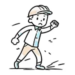 慌てて走る作業員の無料イラスト | 緊急・フリー素材