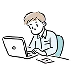 パソコンで作業する男性の無料イラスト | デスクワーク・フリー素材