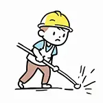 棒状の工具で作業する作業員の無料イラスト | 現場・フリー素材