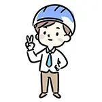 ヘルメット姿でピースサインする男性の無料イラスト | 現場監督・フリー素材
