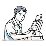 工場で機械を操作する男性作業員の無料イラスト | フリー素材