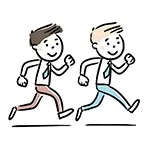 笑顔で並んで走るビジネスマン2人の無料イラスト | 競争・フリー素材