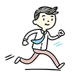 笑顔で走るデフォルメビジネスマンの無料イラスト | 元気・フリー素材
