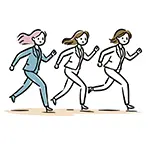 走る3人のビジネスウーマンの無料イラスト | 競争・キャリア・フリー素材