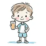 ジュースを飲む男の子の無料イラスト | 子供・飲み物のフリー素材