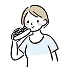 ホットドッグを食べる女性の無料イラスト | ファストフード・食事のフリー素材