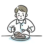 ステーキを食べる男性の無料イラスト | 食事・グルメのフリー素材