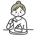 ケーキを食べる女性の無料イラスト | デザート・スイーツのフリー素材