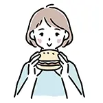 ハンバーガーを食べる女性の無料イラスト | ファストフード・食事のフリー素材