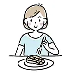 ステーキを食べる女性の無料イラスト | 洋食・食事シーンのフリー素材