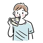ピザを食べる男性（男の子）の無料イラスト | 食事・ファストフードのフリー素材