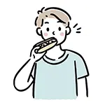 ホットドッグを食べる男性（男の子）の無料イラスト | ファストフード・食事のフリー素材