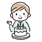 誕生日ケーキと男性（男の子）の無料イラスト | お祝い・フリー素材