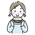 ハンバーガーを食べる女の子の無料イラスト | ファストフード・食事のフリー素材