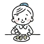 寿司（いなり寿司）を食べる女性の無料イラスト | 和食・食事のフリー素材