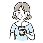 ジュース（飲み物）を飲む女性の無料イラスト | カフェ・休憩のフリー素材