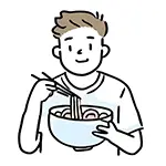 ラーメン（麺類）を食べる男性の無料イラスト | 食事・グルメのフリー素材