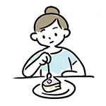 ケーキを食べる女性の無料イラスト | デザート・スイーツのフリー素材