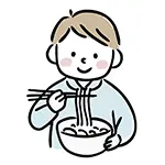 麺類（うどん・ラーメン）を食べる男性（男の子）の無料イラスト | 食事・フリー素材