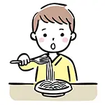 パスタ（スパゲッティ）を食べる男性（男の子）の無料イラスト | 食事・フリー素材