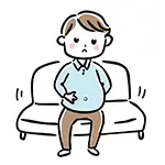 お腹いっぱい（満腹・肥満）の男性の無料イラスト | 食事・健康のフリー素材