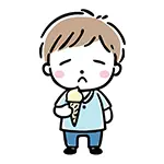 悲しい顔でアイスを持つ男の子の無料イラスト | 失敗・フリー素材