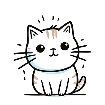 正面を向いてお座りしている可愛い猫の無料イラスト
